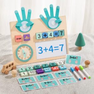 Montessori Finger Counting Math Toy for Toddlers 2–5, Wooden Number Blocks Learning Set, Early Math Skills and Fine Motor Development Toy for Boys and Girls